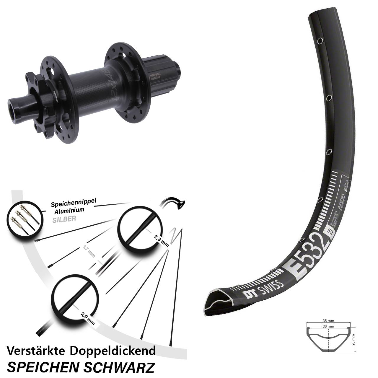 Disc Hinterrad 29 Zoll DT Swiss E532 Bear Pawls 8-11 fach 12x148 Boost
