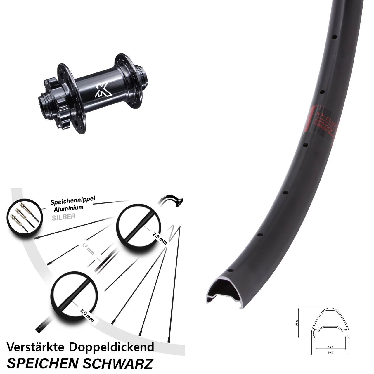 Disc Vorderrad 12x100 28-29 Zoll KX Clue verstärkt Gravel