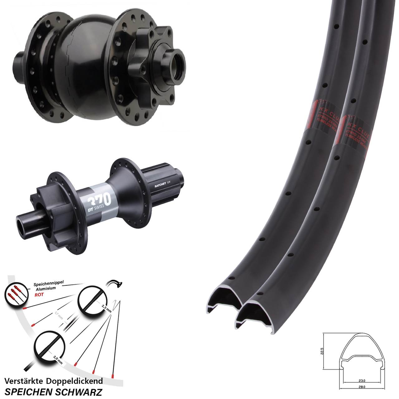 Disc Laufradsatz 28-29 Zoll KX Clue DT Swiss 370 SON 28 8-11 fach 15x110 12x148 Boost