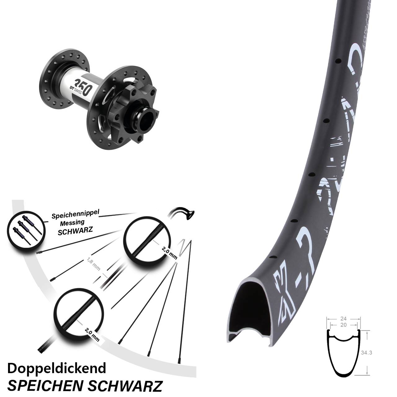 28 Zoll KX-R Road DT Swiss 350 Vorderrad 6-Loch 15x100