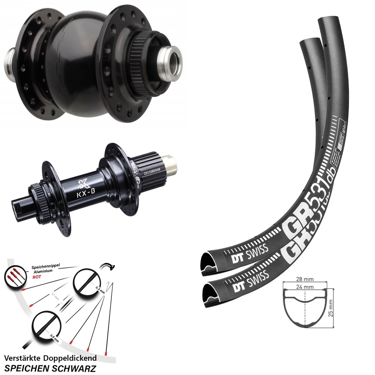 Centerlock Laufradsatz 650B DT Swiss GR 531 KX-B SON 28 Shimano Micro Spline Boost