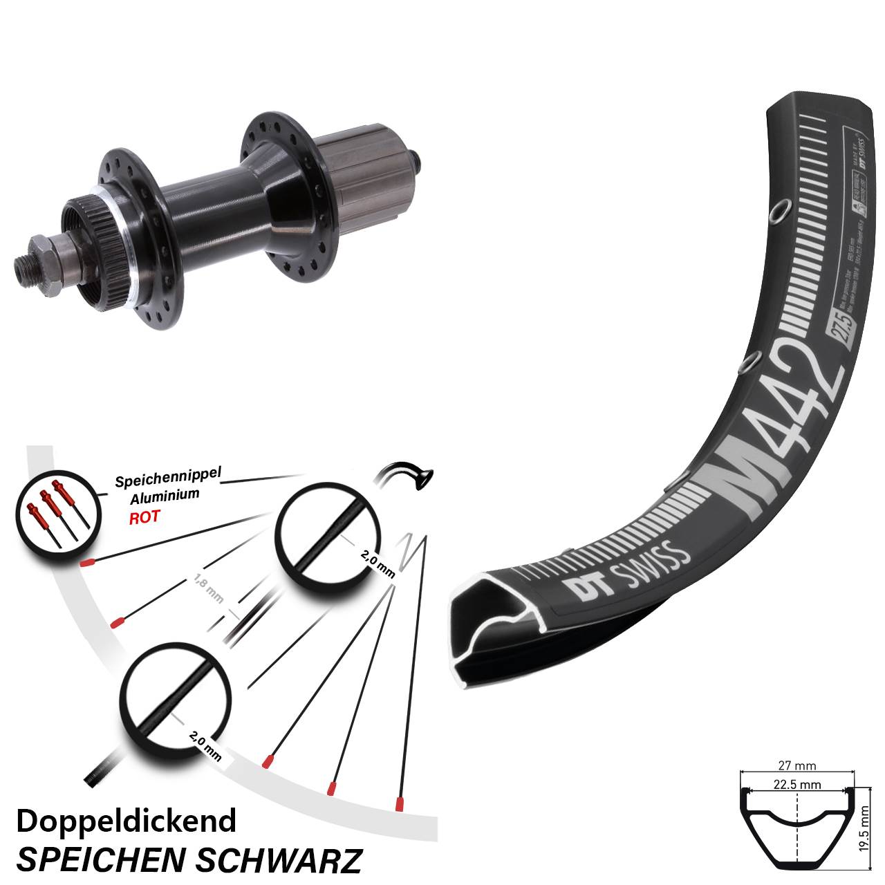 Centerlock Hinterrad Schnellspanner 28 Zoll DT Swiss M 442 Joytec D762TSE 8-11 fach