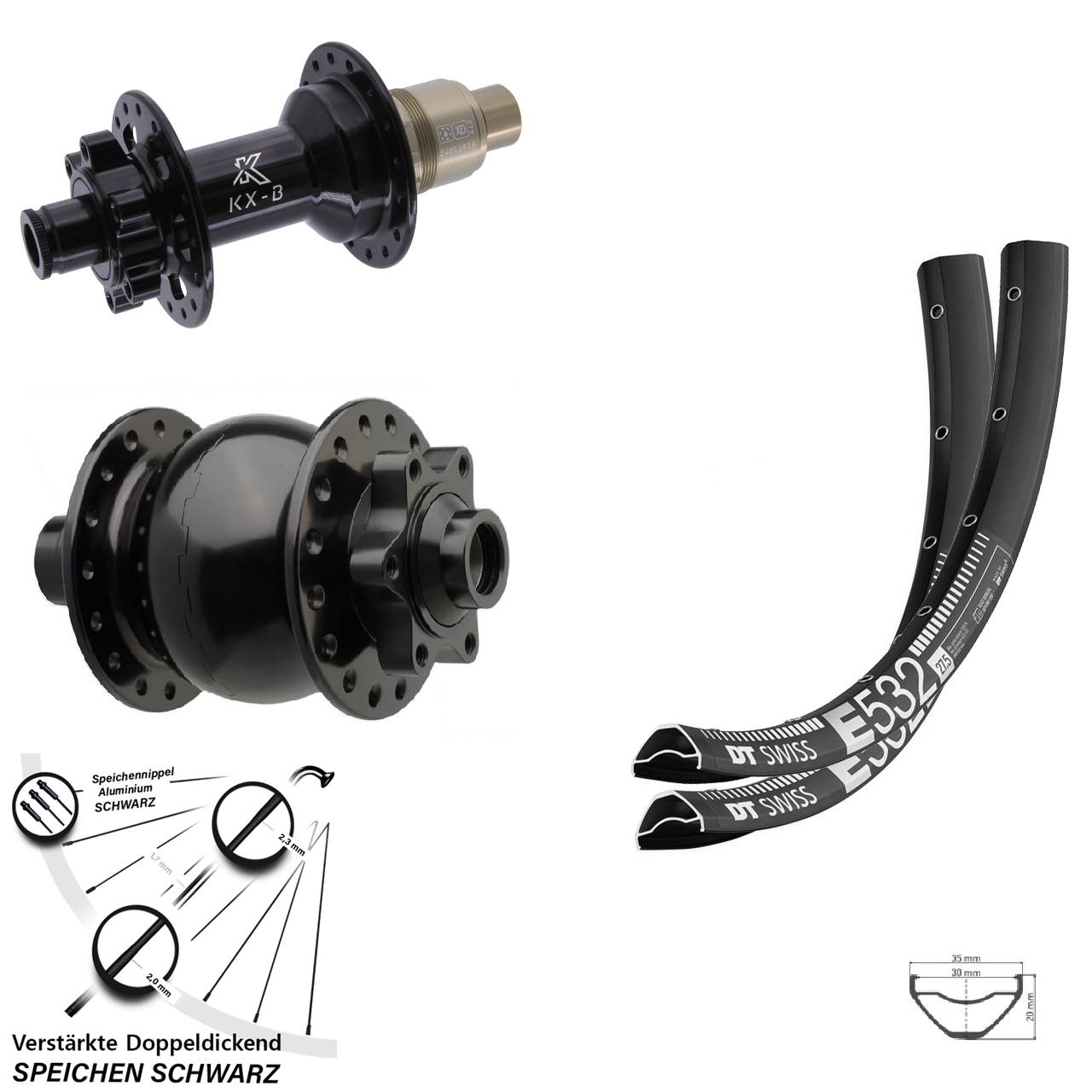 DT Swiss E 532 KX-B SON 28 29 Zoll 6-Loch Laufradsatz 15x110 12x148 SRAM XD