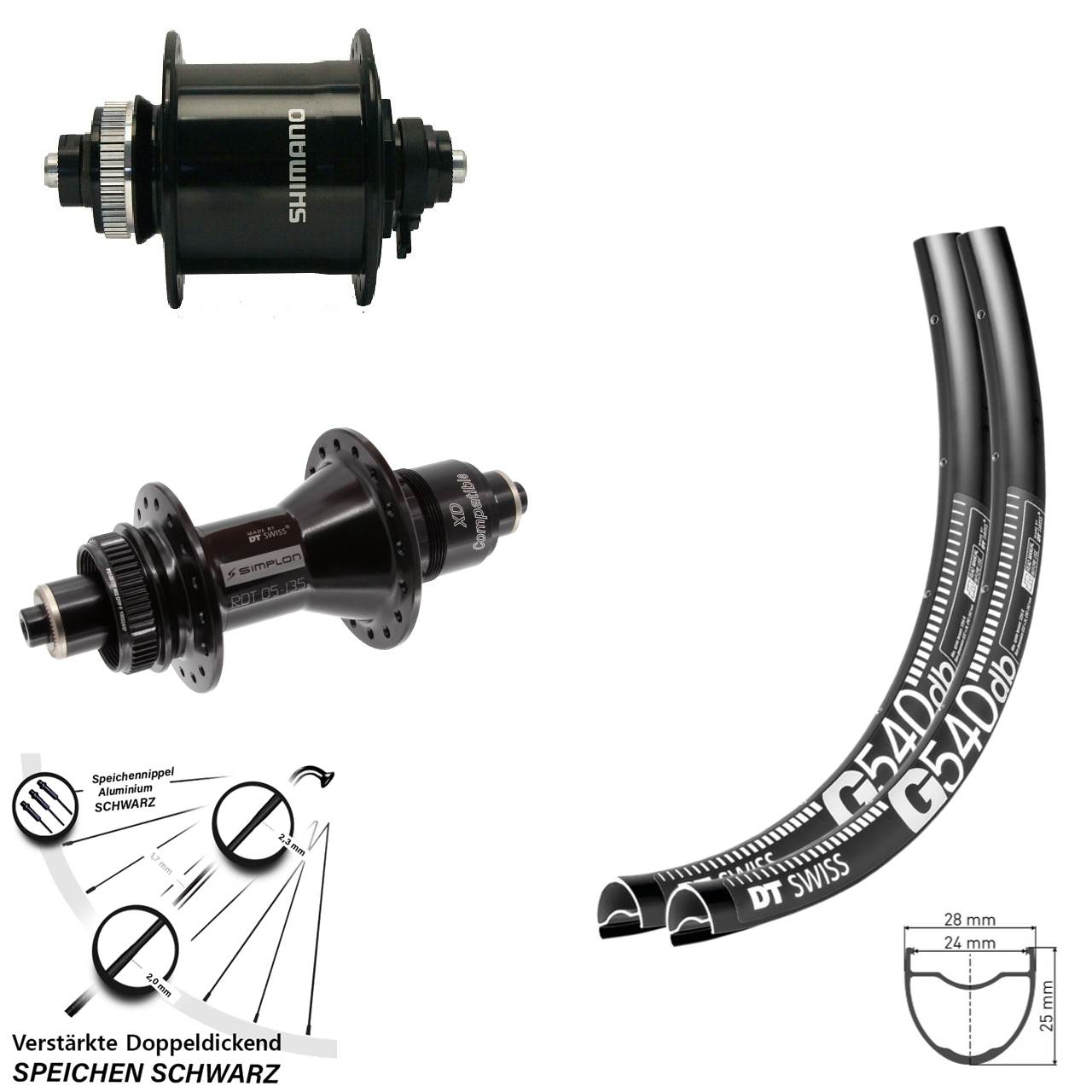 Centerlock Laufradsatz 29 Zoll QR DT Swiss G540 370 Shimano DH-UR700-3D Sram XD