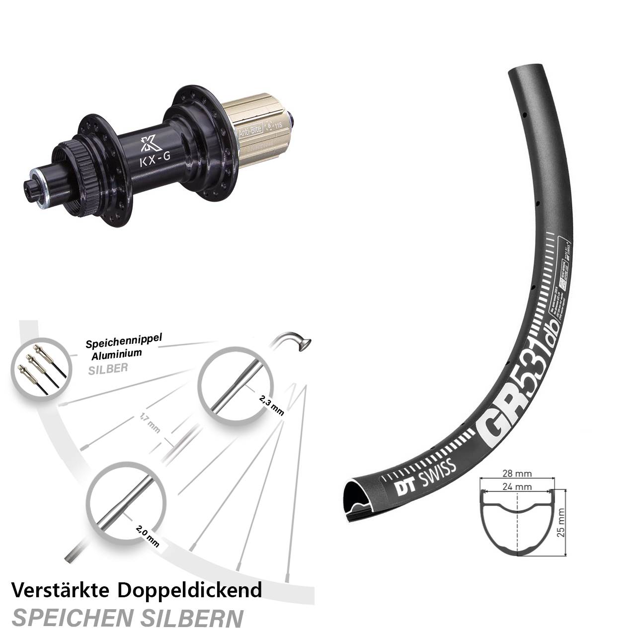 DT Swiss GR 531 KX-G 29 Zoll Disc Hinterrad QR 8-12 fach