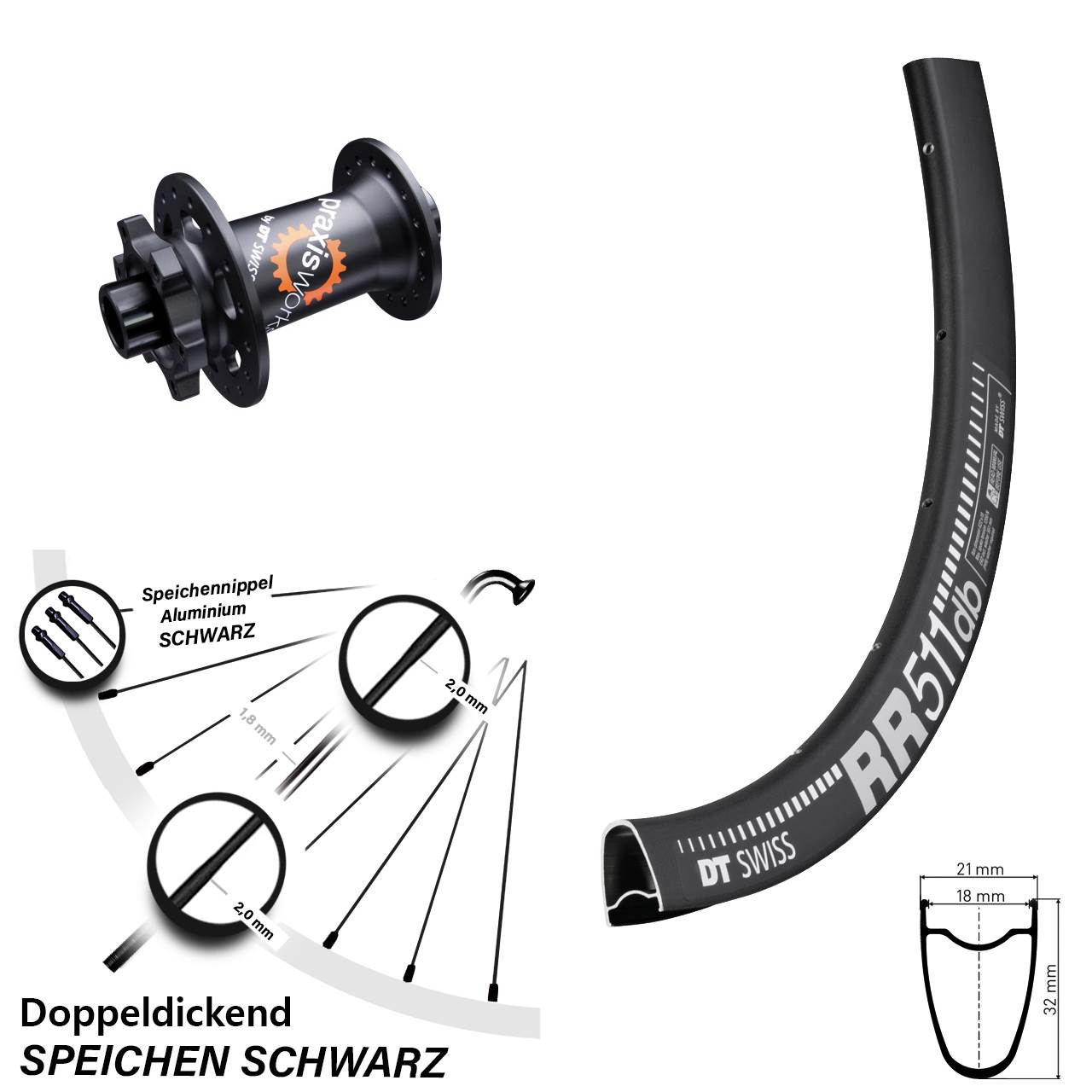 DT Swiss RR511-350 SL 28 Zoll Disc Vorderrad 15x100