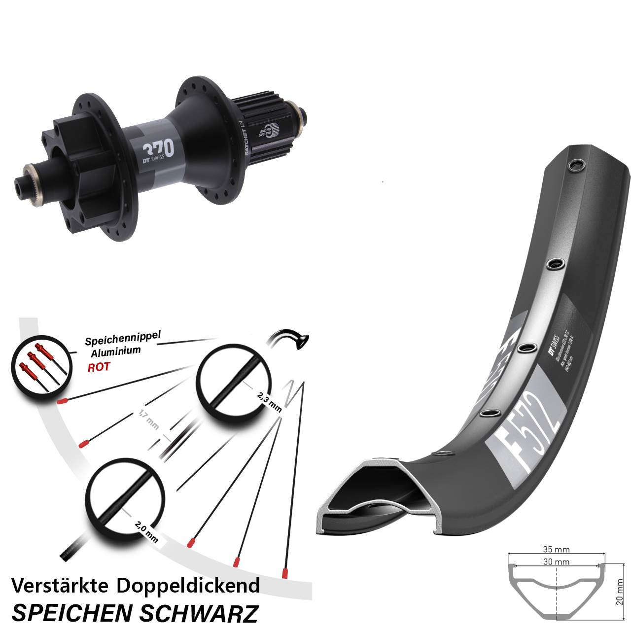 Disc Laufrad 29 Zoll DT Swiss F572-370 Shimano Micro Spline für Schnellspanner