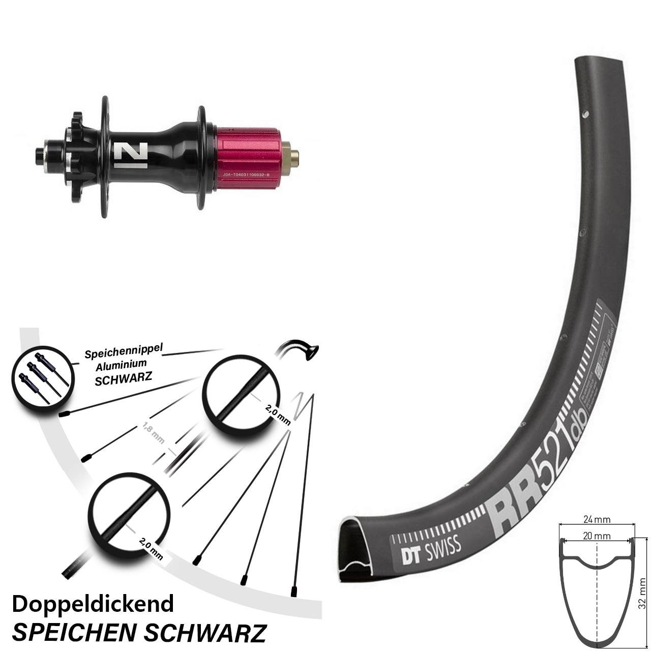 DT Swiss RR521 Novatec Superlight 28 Zoll Disc Hinterrad QR 8-12 fach