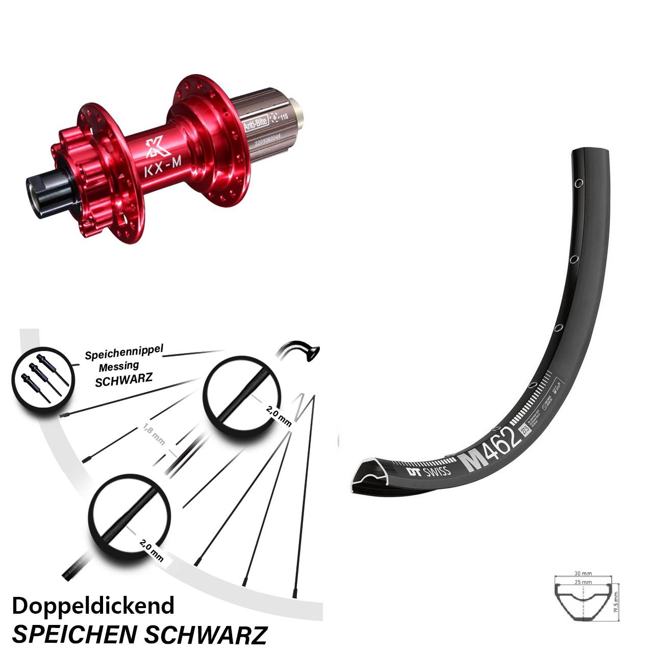 Hinterrad 27,5 Zoll DT Swiss M 462 KX-M 8-12 fach 12x142