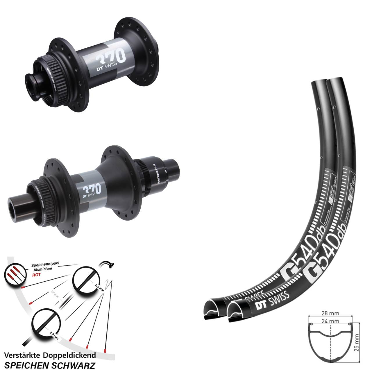 Centerlock Laufradsatz 28-29 Zoll DT Swiss G540-370 SRAM XDR 12x100/142