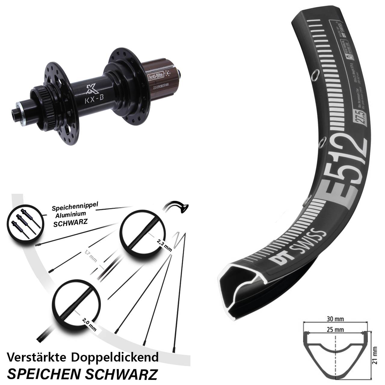 Boost Disc Laufrad QR 27,5 Zoll DT Swiss E 512 KX-B 8-12 fach