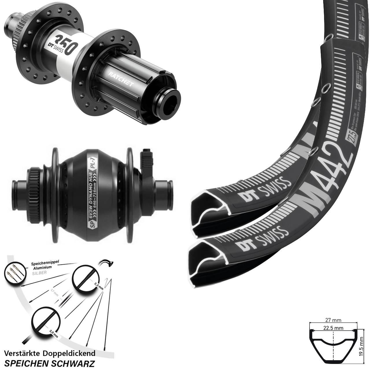 Laufradsatz Centerlock 29 Zoll DT Swiss M442-350 Shutter PL-7 11-12 fach HG 12x100/142