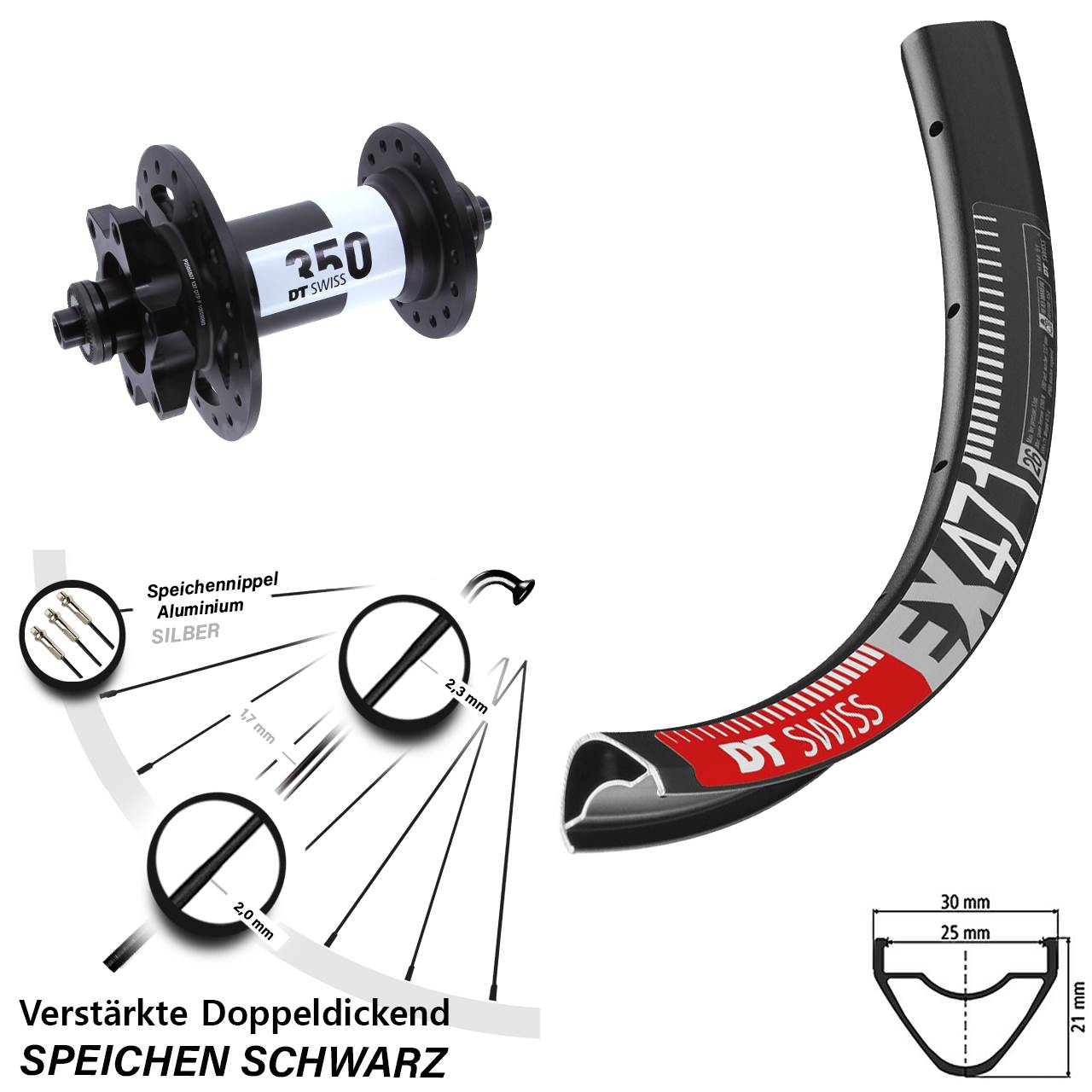 DT Swiss EX 471-350 26 Zoll Vorderrad 6-Loch QR