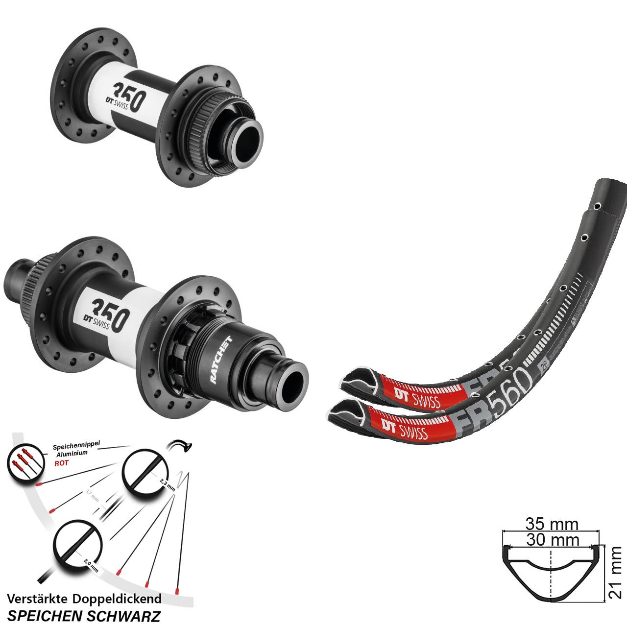 Laufradsatz Centerlock 26 Zoll DT Swiss FR560-350 CL SRAM XD 15x100 12x142