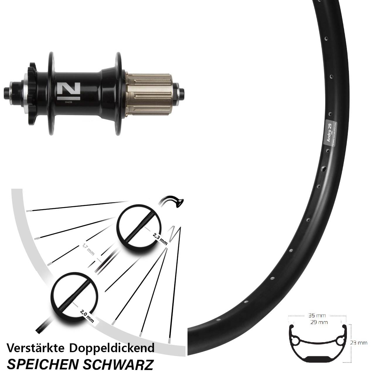 Hinterrad für Schnellspanner Disc Ryde Andra 29 Zoll Novatec D-042 SB 8-11 fach