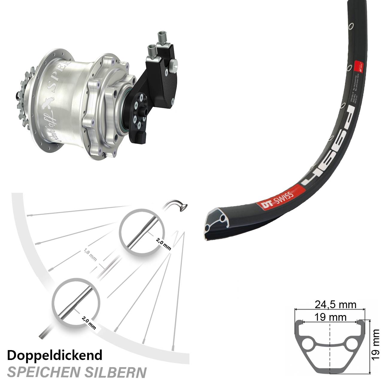 Disc Laufrad 28 Zoll DT Swiss 466d Rohloff 500/14 CC DB OEM Tandem