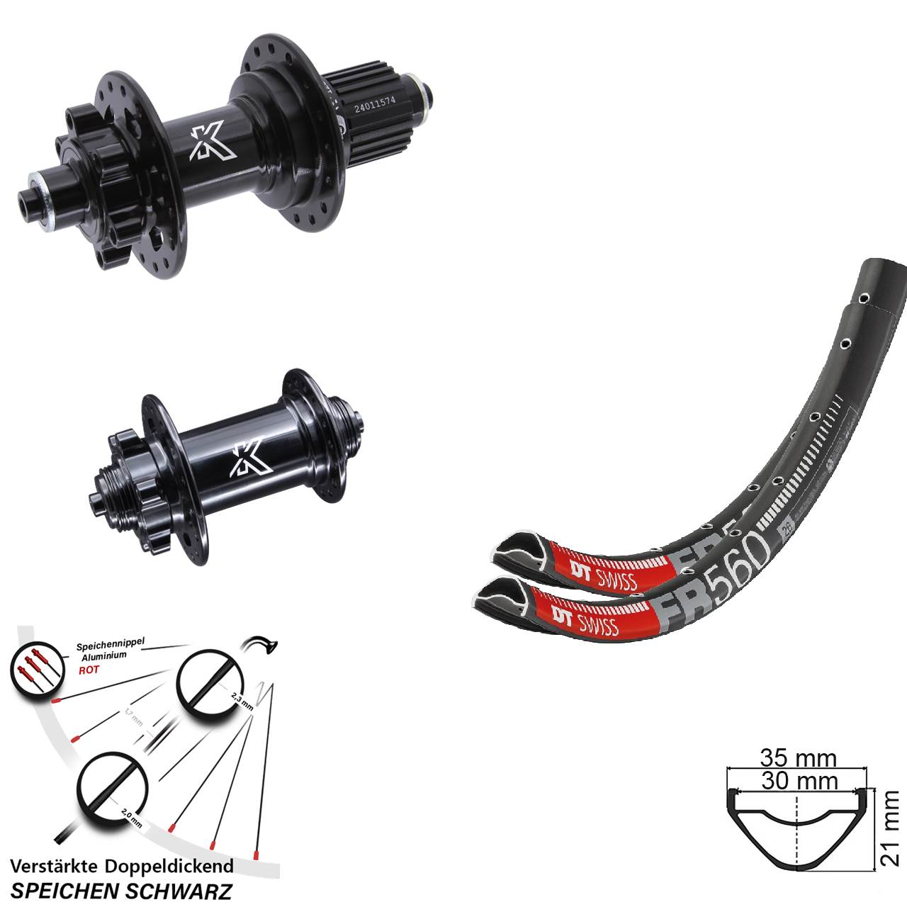 Disc Laufradsatz 26 Zoll DT Swiss FR 560 KX-M Micro Spline QR