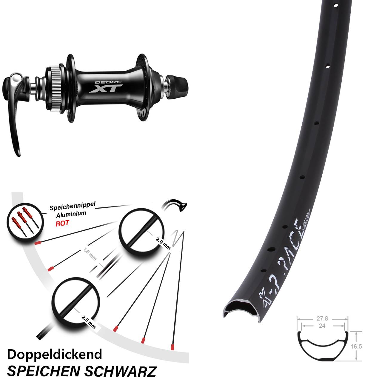 KX-R Race Shimano XT 29 Zoll Disc Laufrad QR