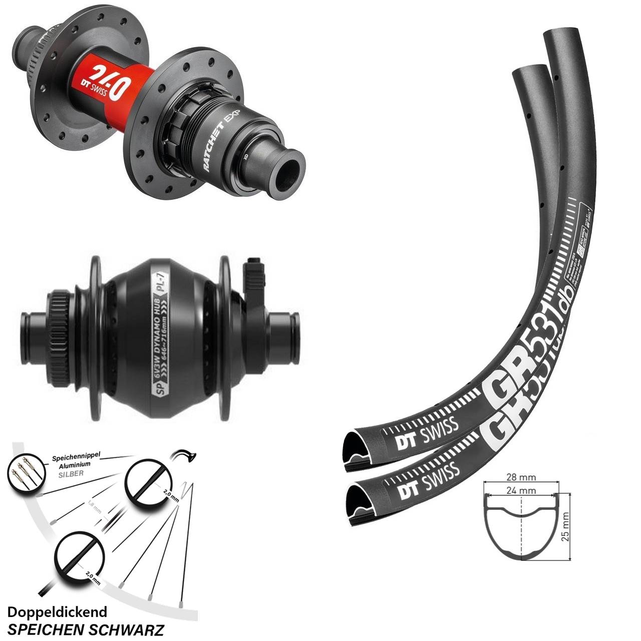 Laufradsatz 12x100/142 28-29 Zoll DT Swiss GR531-240 EXP Shutter PL-7 XDR