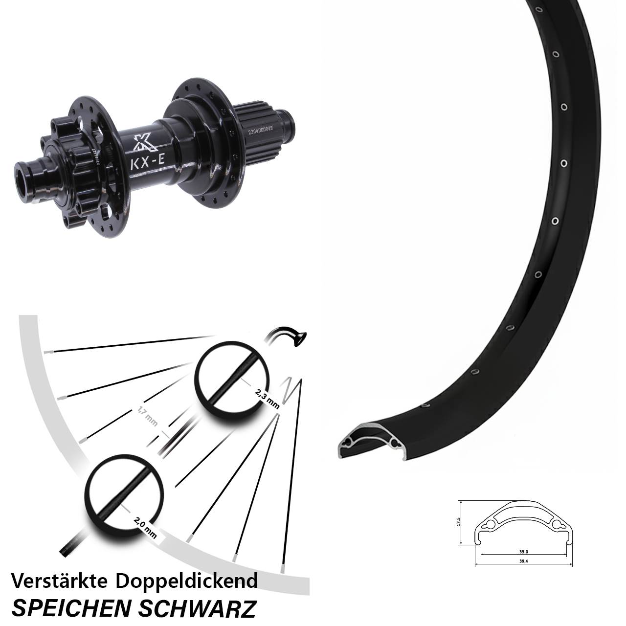 Hinterrad 12x148 Boost 29 Zoll Ryde Disc 35 KX-E Micro Spline