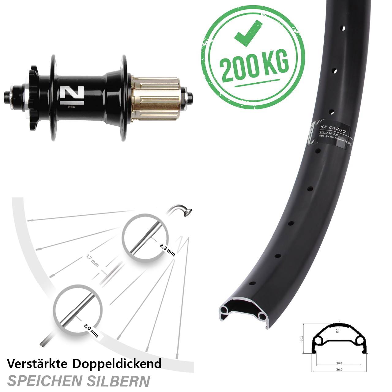 29 Zoll Hinterrad 6-Loch Disc KX Cargo Novatec D-042 SB 8-11 fach für Schnellspanner