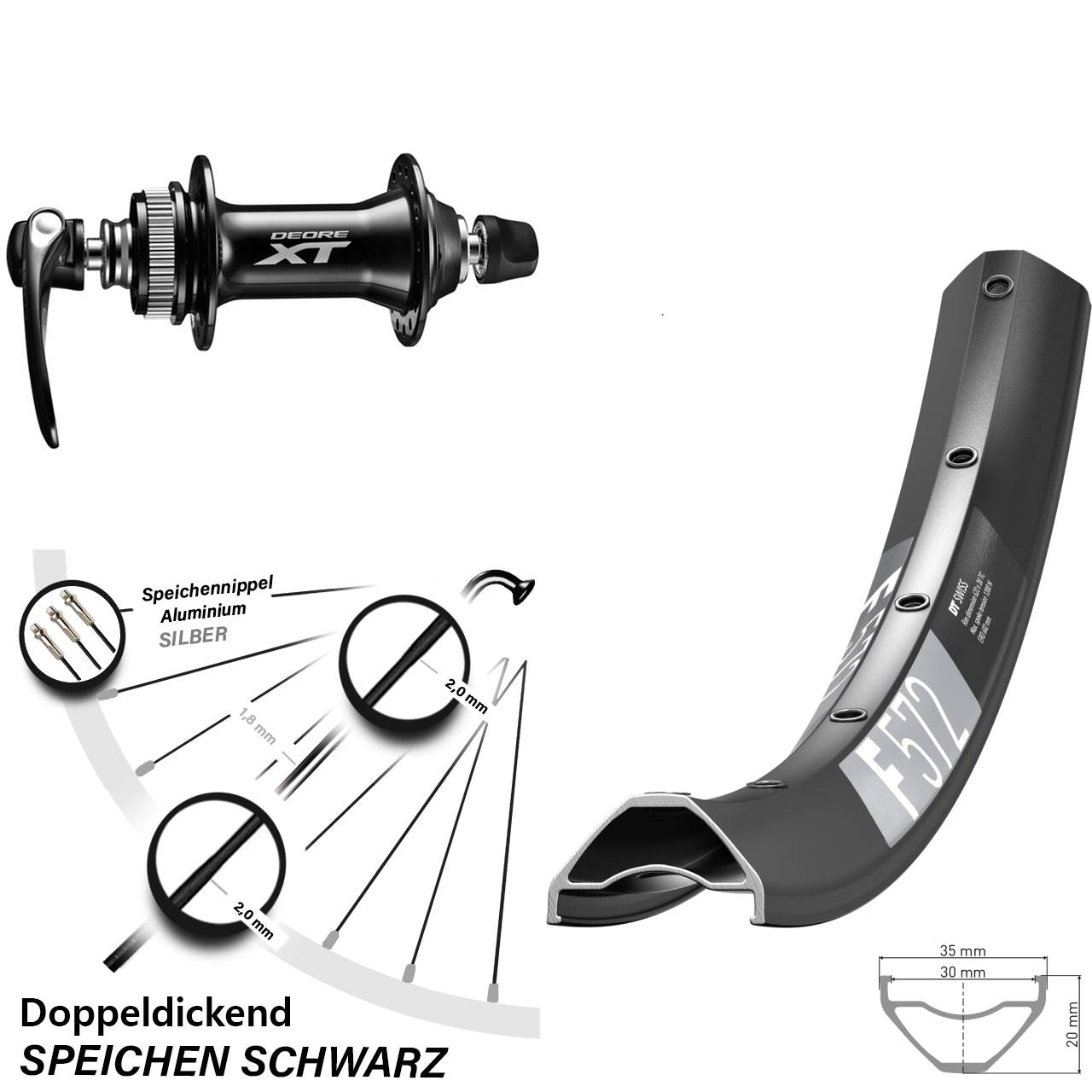 Centerlock Vorderrad QR 27,5 Zoll DT Swiss F572 Shimano HB-M8000