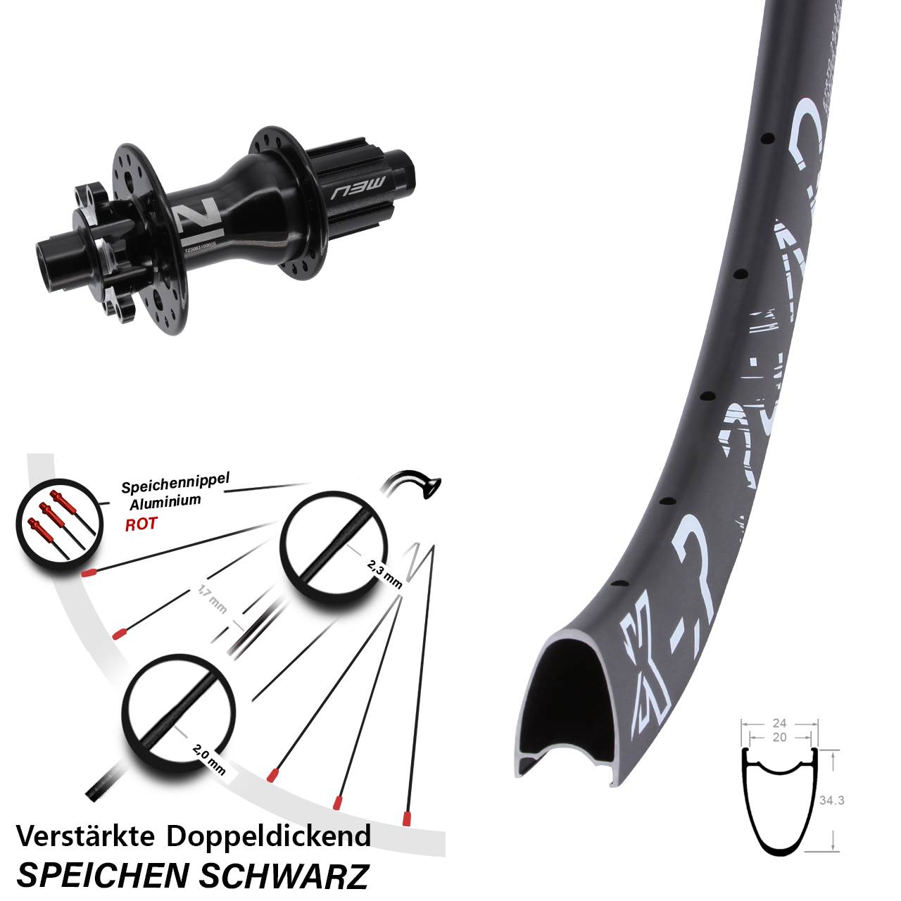 KX-R Road Novatec Superlight 28-29 Zoll Disc Laufrad 12x142 Campa N3W