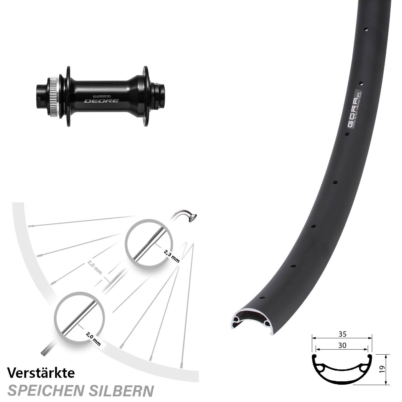 Disc Vorderrad 27,5 Zoll Gora 30 Shimano HB-M6010-B 15x110 Boost