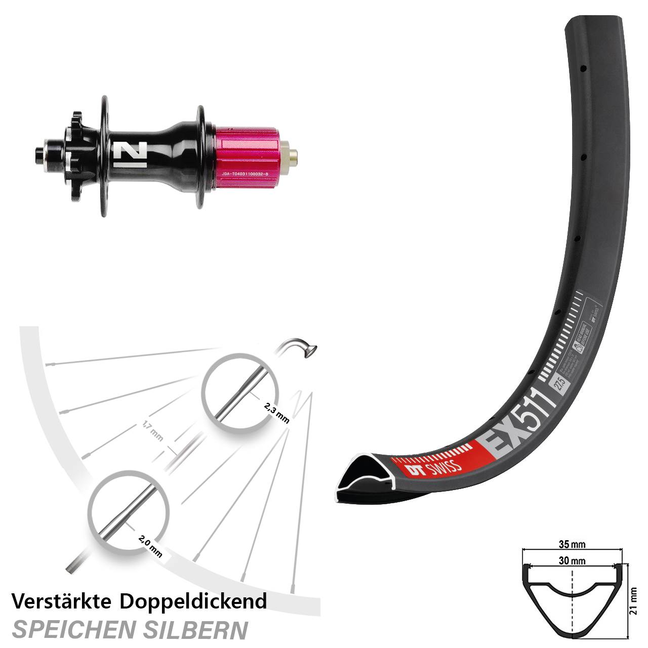 Disc Laufrad für Schnellspanner 29 Zoll DT Swiss EX 511 Novatec Superlight 8-12 fach