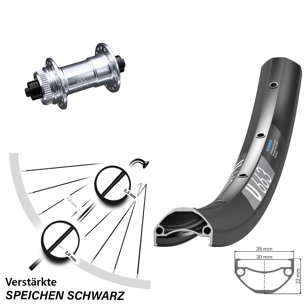 Centerlock Vorderrad 29 Zoll DT Swiss U 663 KX-E verstärkt für Schnellspanner