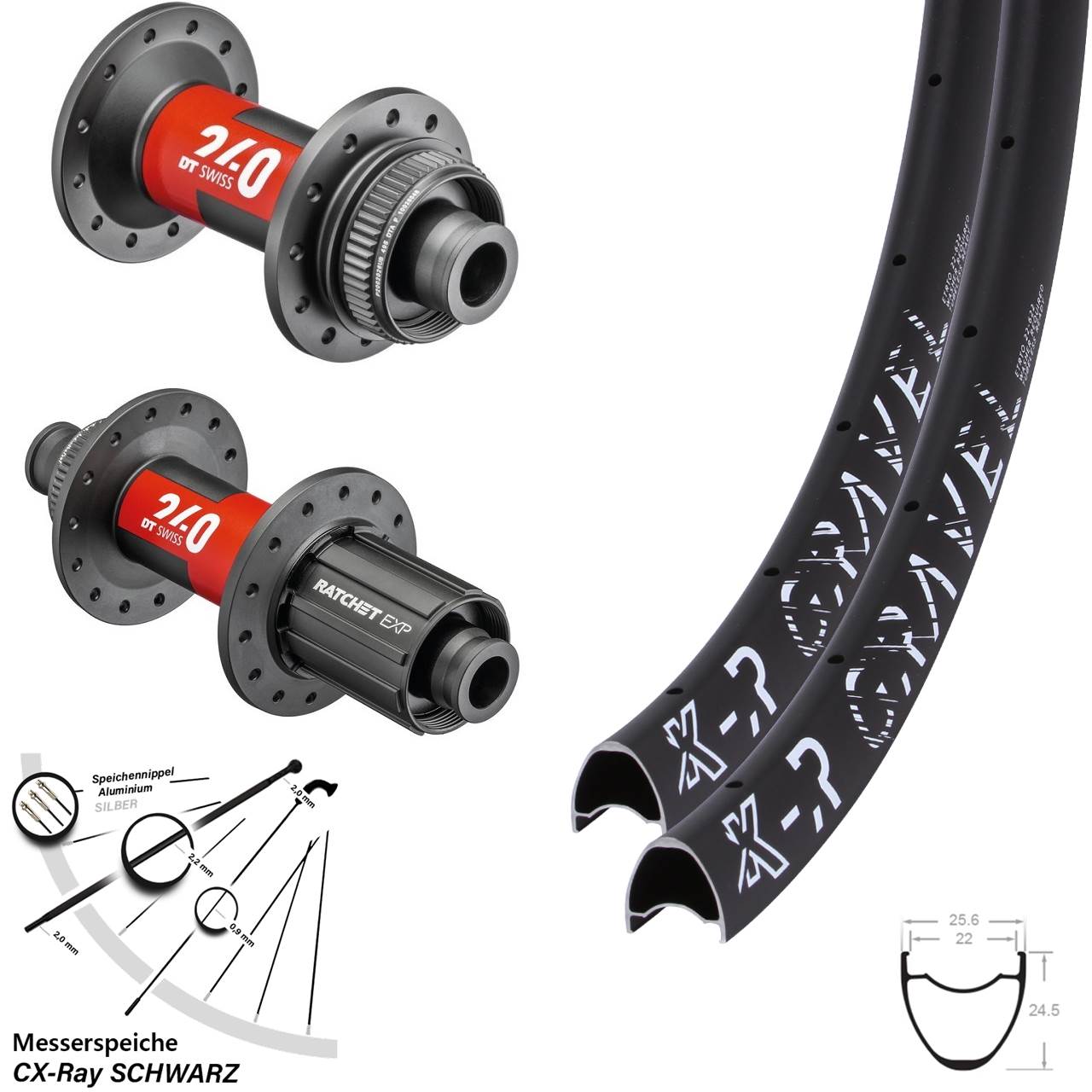 Laufradsatz 28 Zoll KX-R Gravel DT Swiss 240 EXP Road 11-12 fach HG 12x100/142 CX-Ray