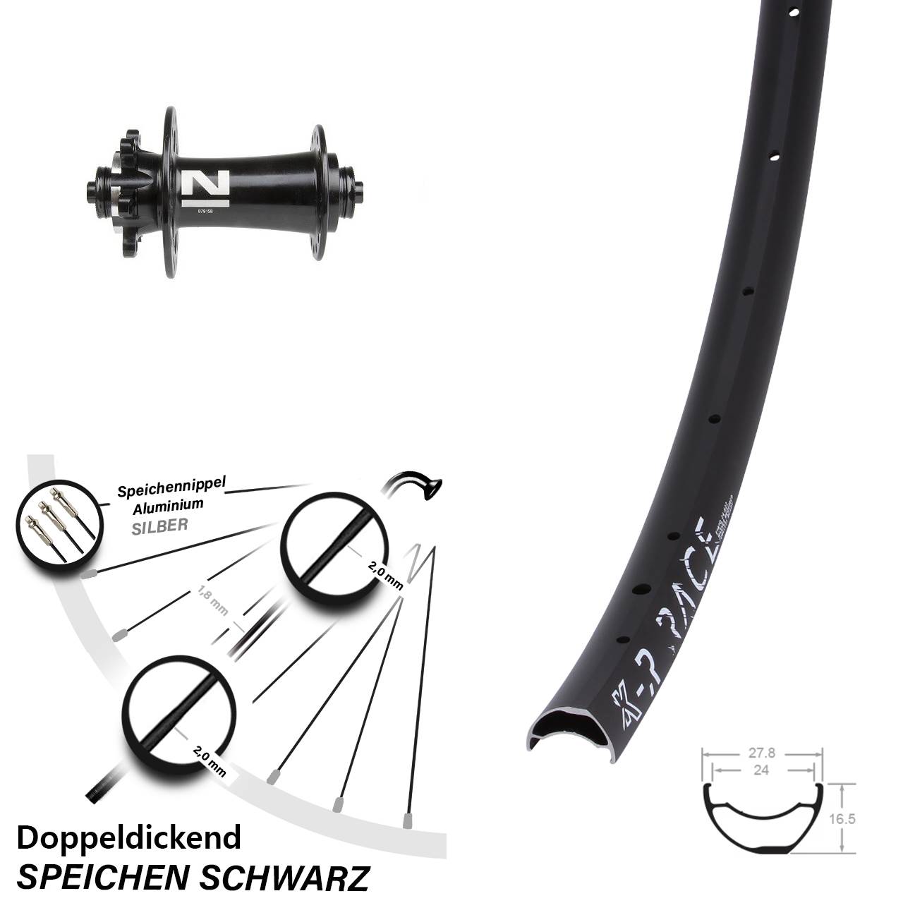 28-29 Zoll KX-R Race Novatec D791 Vorderrad 6-Loch QR