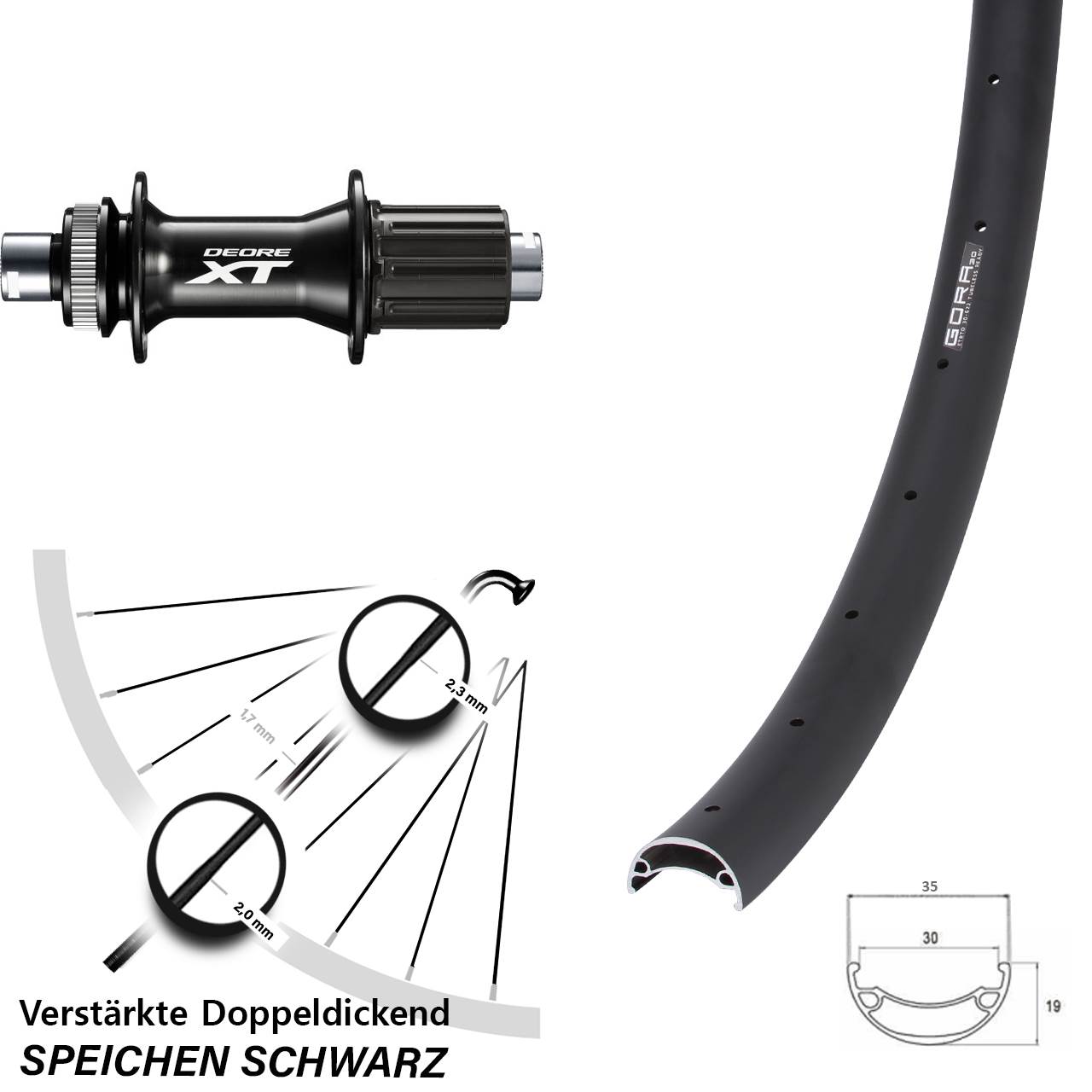 Centerlock Hinterrad 12x148 27,5 Zoll Gora 30 Shimano XT 8-11 fach HG