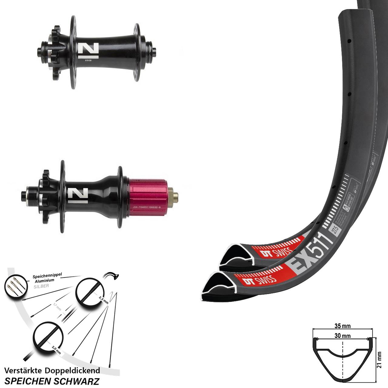 Laufradsatz QR Centerlock 29 Zoll DT Swiss EX511 Novatec D791-Superlight 8-12 fach HG