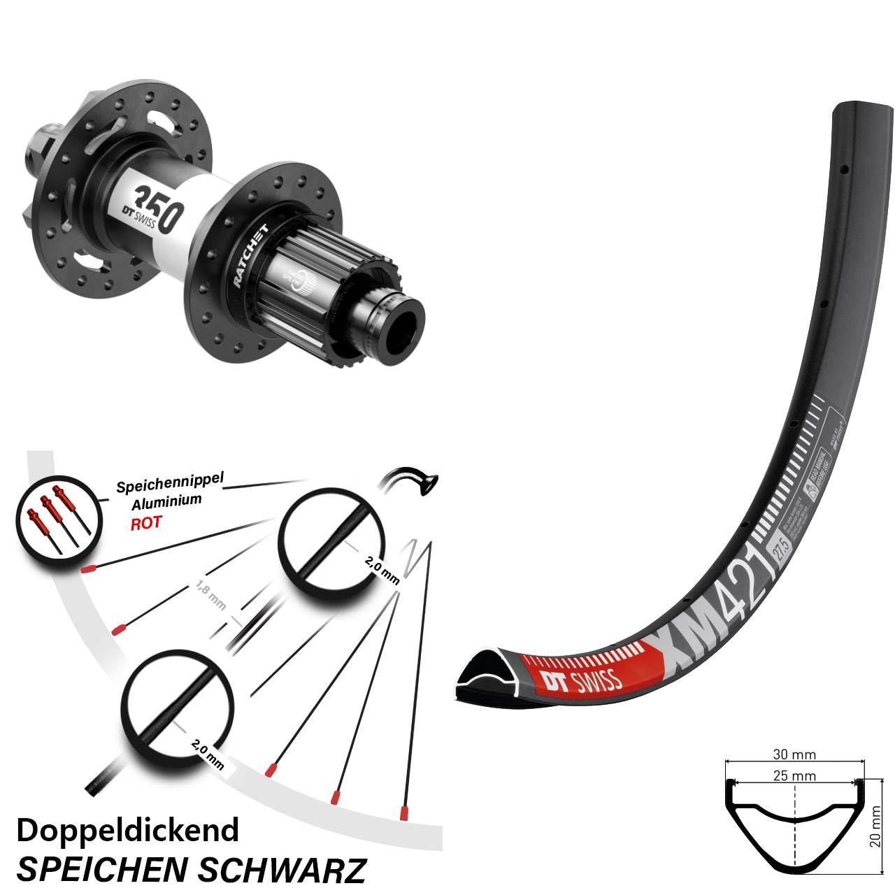 29 Zoll Hinterrad Boost für Shimano Micro Spline DT Swiss XM 421-350 6-Loch