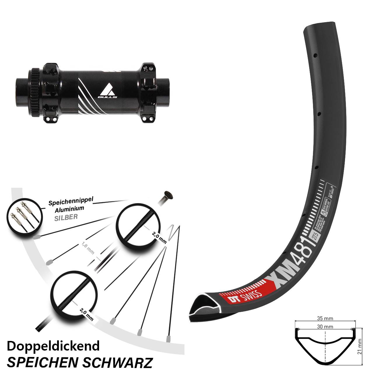 Vorderrad DT Swiss XM 481 DB Formula Boost Straightpull