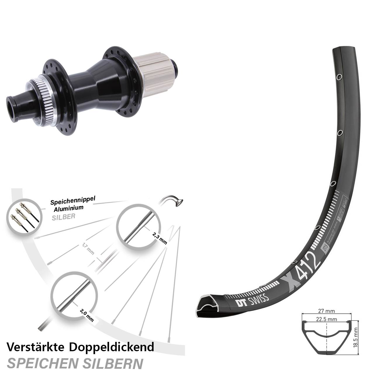DT Swiss X412 Novatec CL-142 29 Zoll Hinterrad Centerlock 12x142 8-12 fach HG