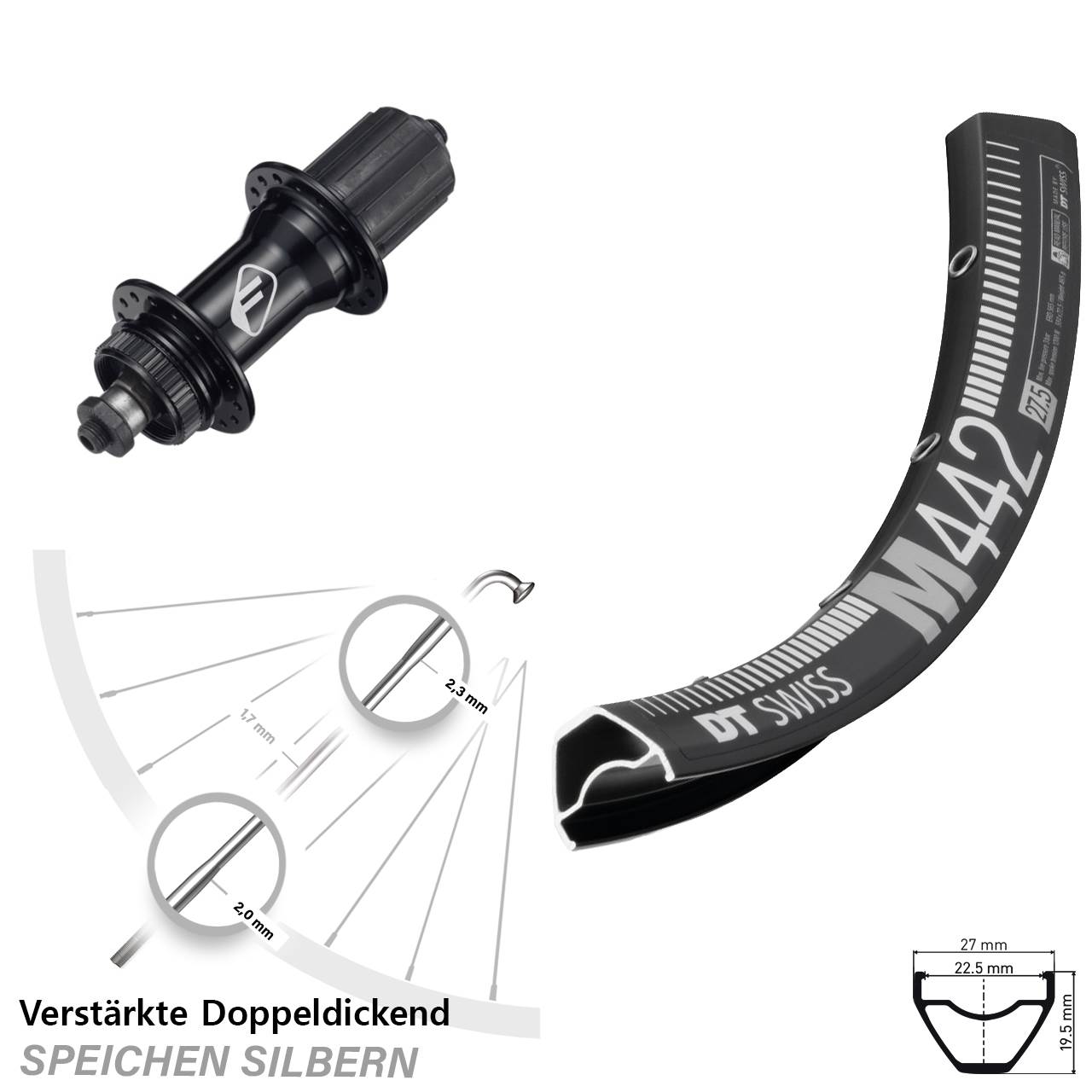 Centerlock Hinterrad QR 28-29 Zoll DT Swiss M 442 Formula CL52 8-11 fach HG