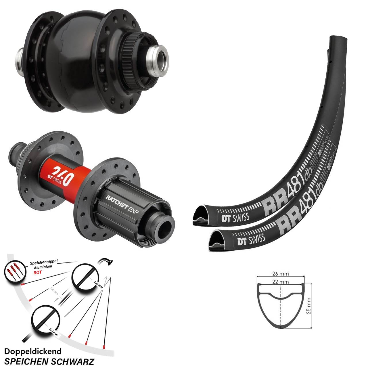 Centerlock Laufradsatz 12x100/142 28 Zoll DT Swiss RR481-240 EXP Road SONdelux 11-12 fach