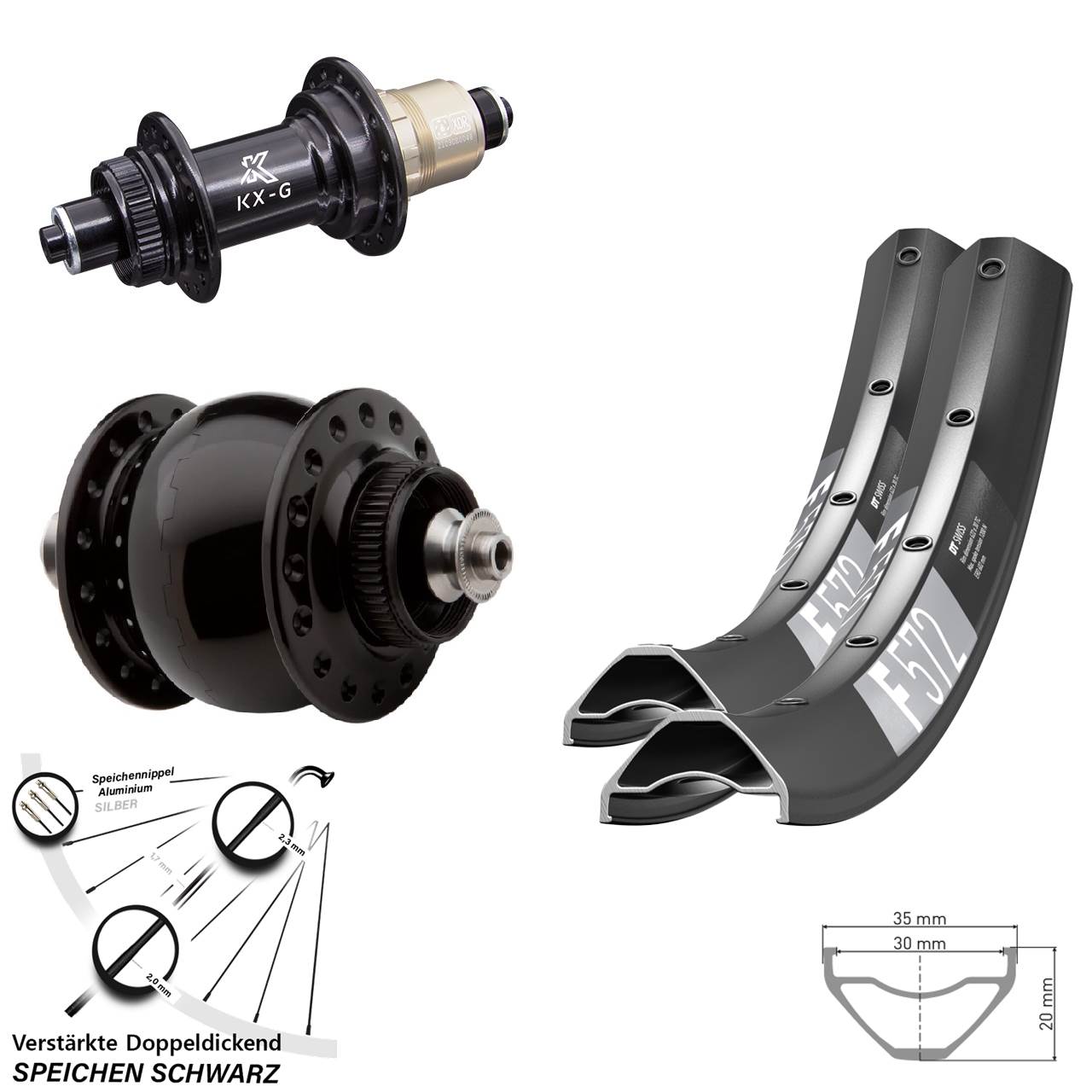 DT Swiss F 572 KX-G SON delux 29 Zoll Centerlock Laufradsatz QR XDR