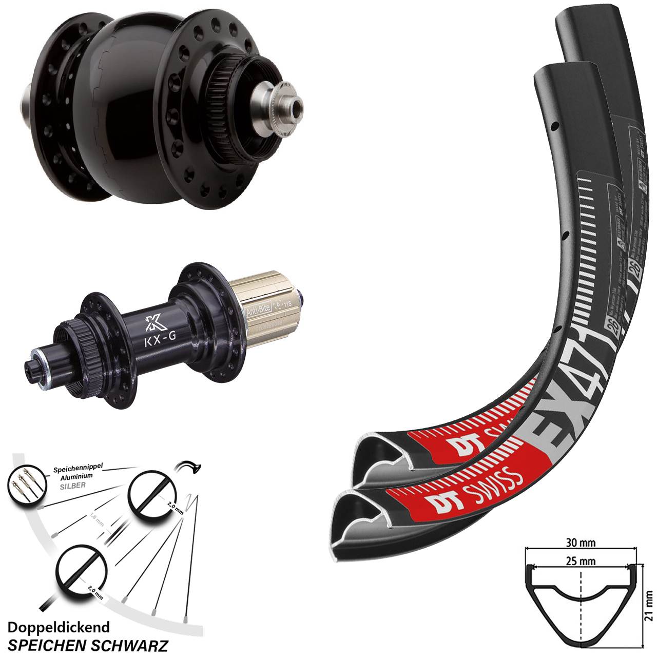 DT Swiss EX 471 KX-G SON 28 Disc 29 Zoll Laufradsatz für Schnellspanner 8-12 fach HG