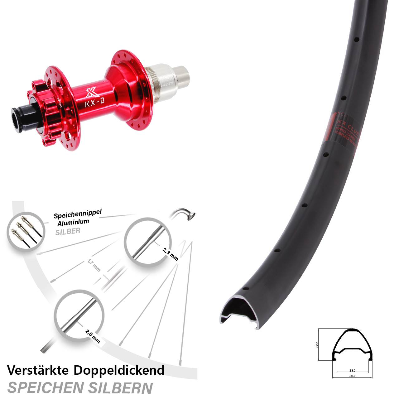 Disc Hinterrad 28-29 Zoll KX-B Clue rot XD 11-12 fach 12x148