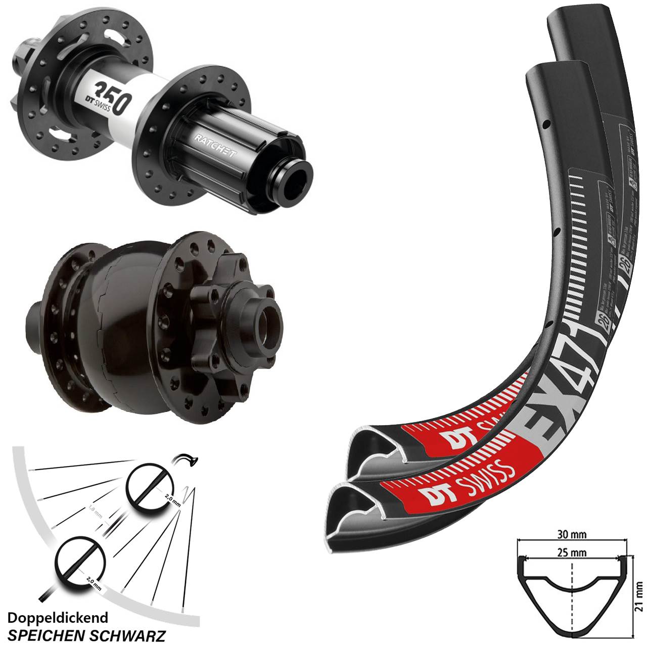 DT Swiss EX471-350 SON 28 29 Zoll Laufradsatz 6-Loch 15x100 12x142 8-11 fach HG