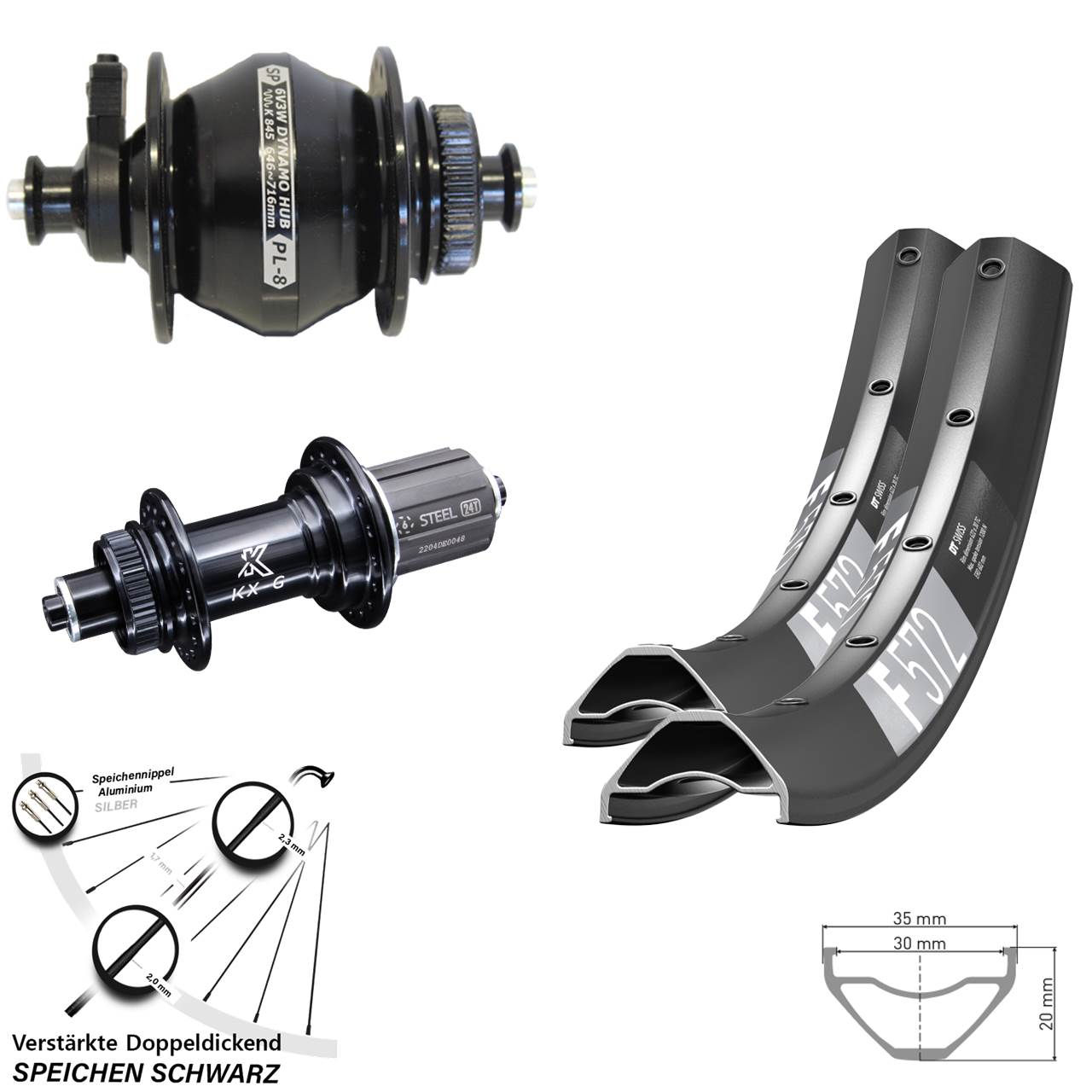 Laufradsatz Centerlock 29 Zoll DT Swiss F572 KX-GS verstärkt Shutter PL-8 8-12 fach HG QR
