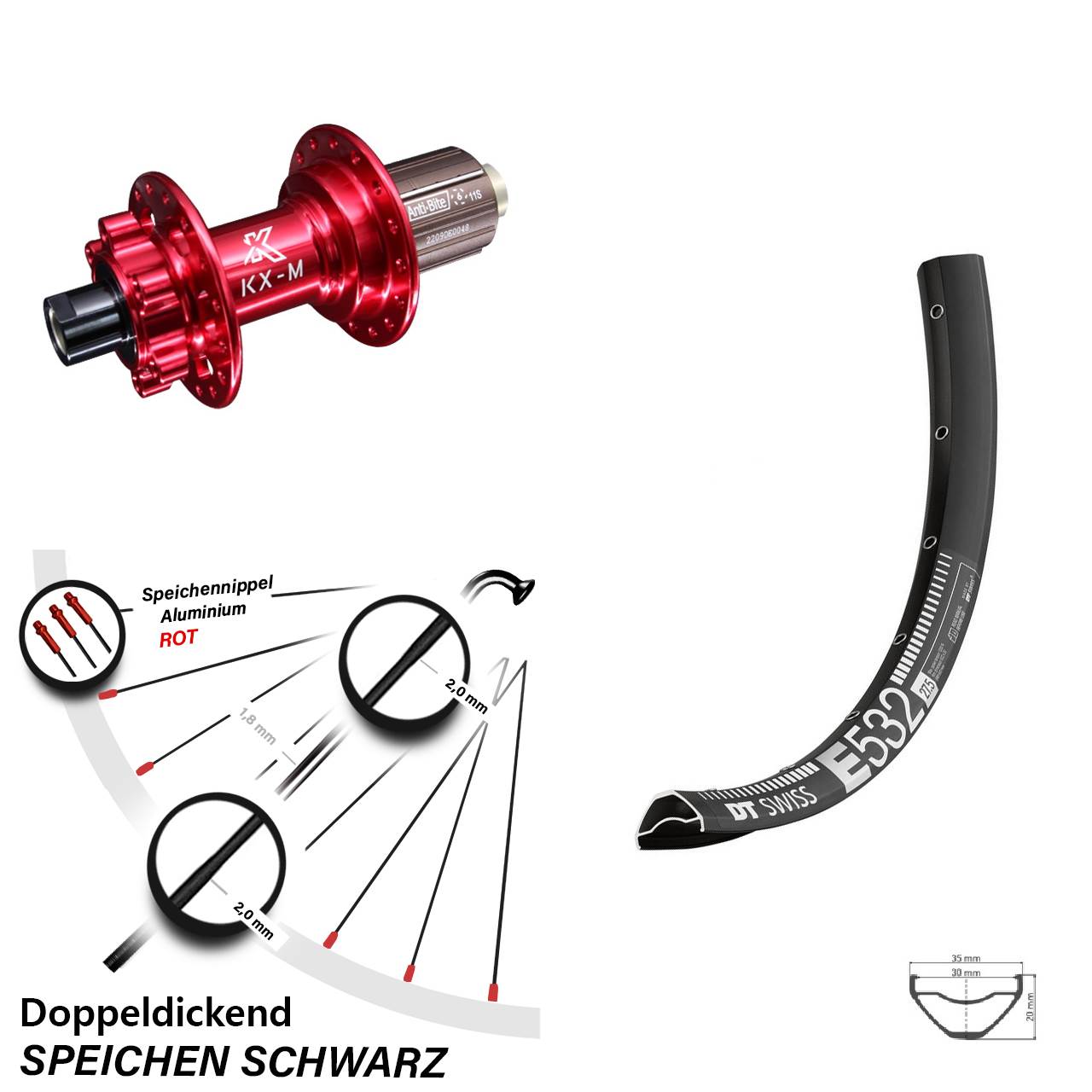 Hinterrad 27,5 Zoll DT Swiss E 532 KX-M 8-12 fach 12x142