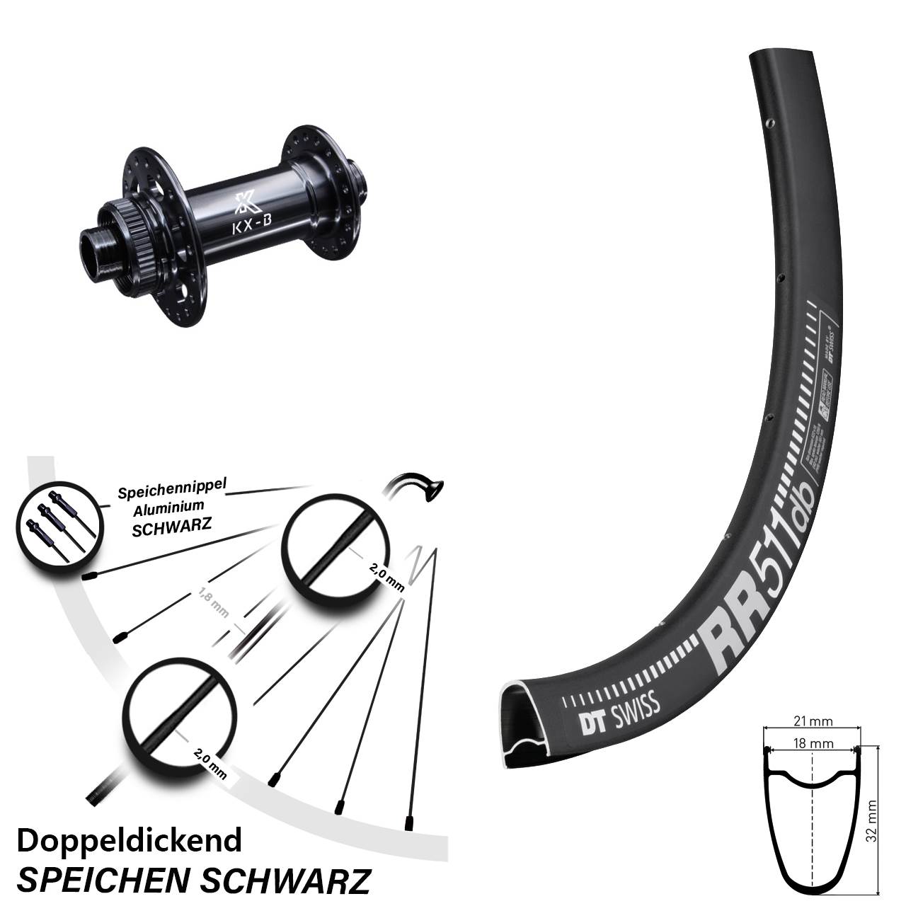 DT Swiss RR 511 KX-B 28 Zoll Disc Laufrad 12x110 Boost