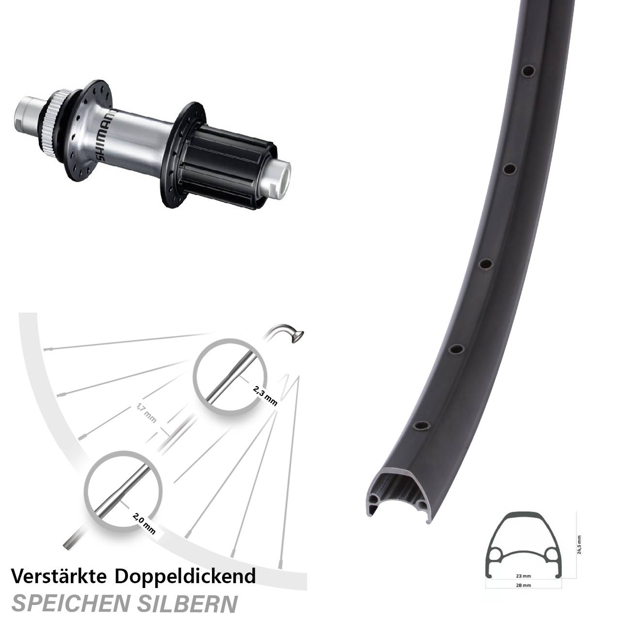 Disc Hinterrad 12x142 28 Zoll Ambrosio Sport Shimano FH-RS770 8-12 fach HG
