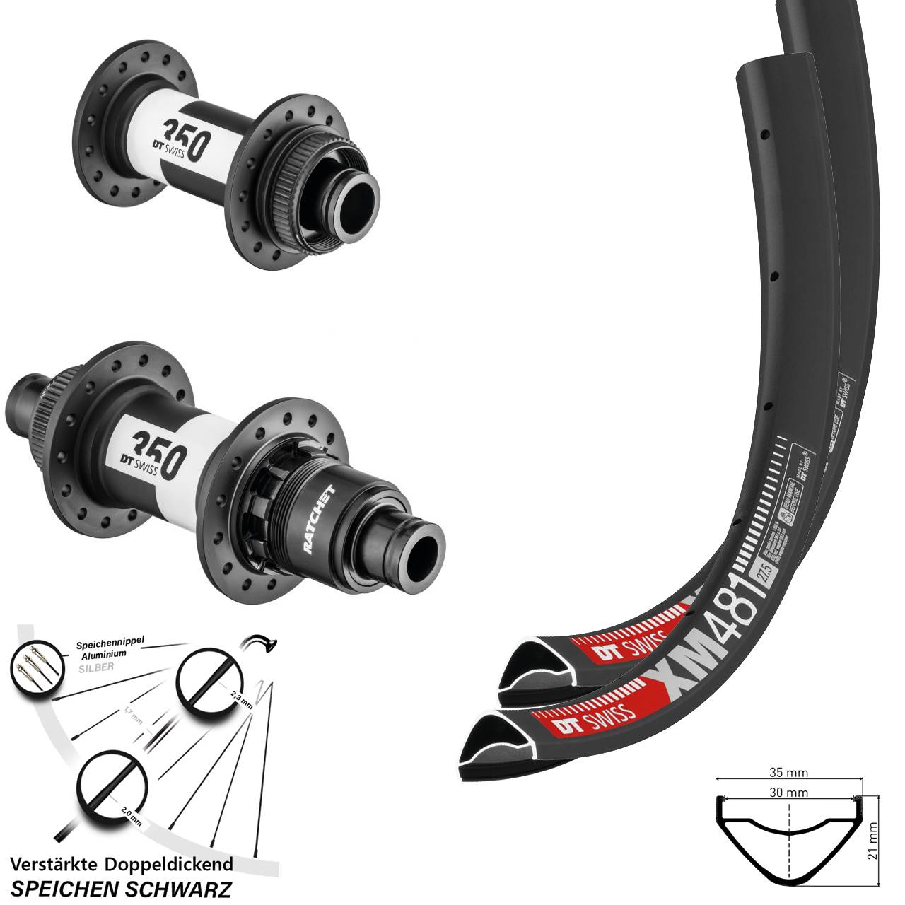 Disc Laufrad-Satz 27,5 Zoll DT Swiss XM 481-350 CL SRAM XD 15x100 12x142