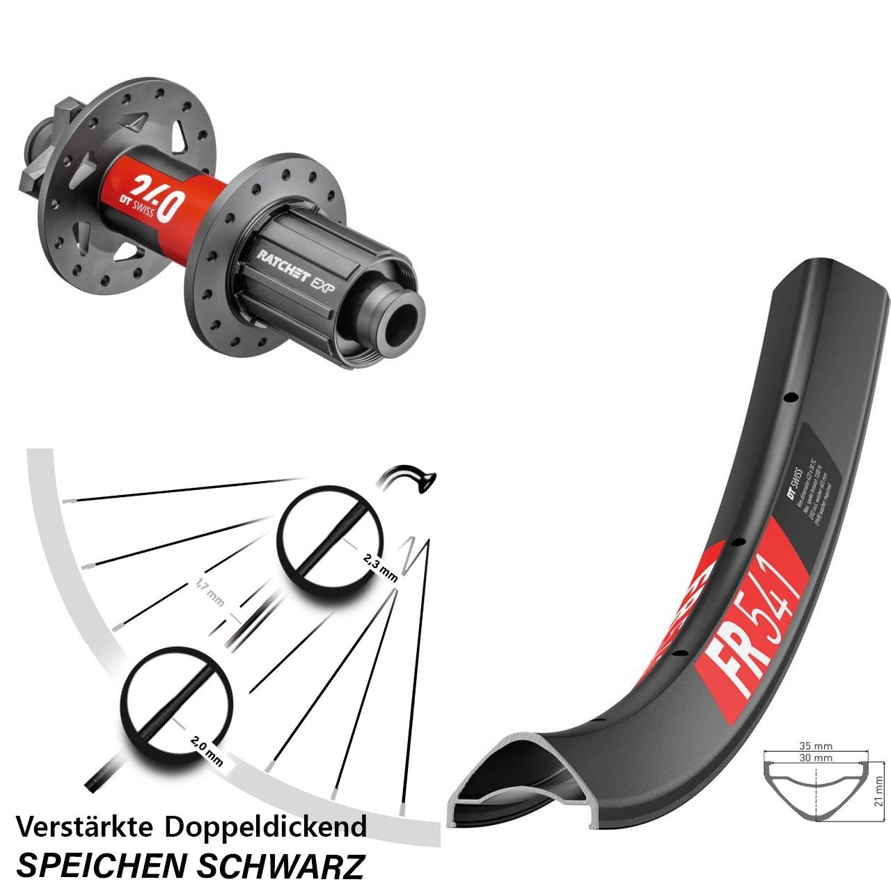 6-Loch Hinterrad 29 Zoll DT Swiss FR541 240 EXP 8-11 fach 12x148