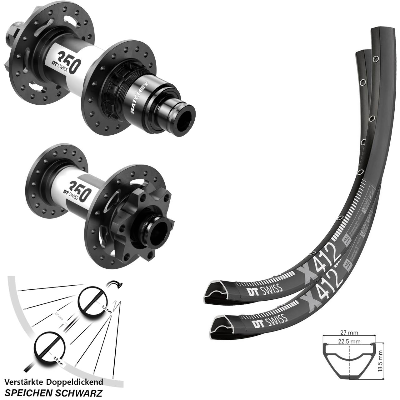 DT Swiss X412 350 29 Zoll Disc Laufrad-Satz 15x110 12x148 SRAM XD
